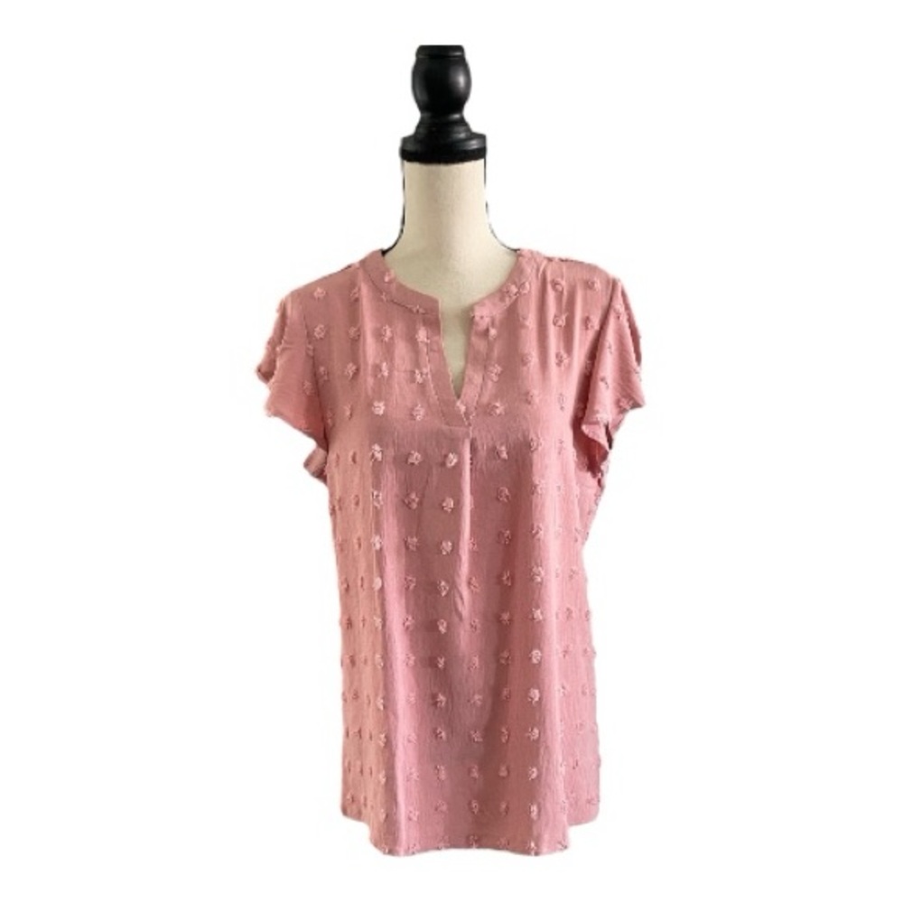 ♥️Merokeety♥️Pink Textured Blouse for Women Size (Med) - Picture 5 of 11